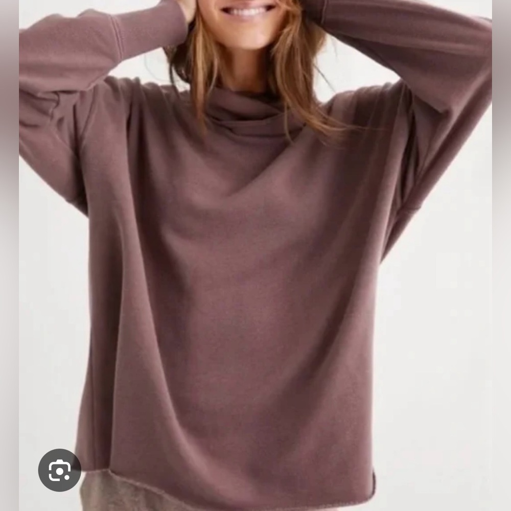 💜 GUC AERIE Cowl Neck Oversized Sweatshirt in Dusty Mauve | Women’s XS